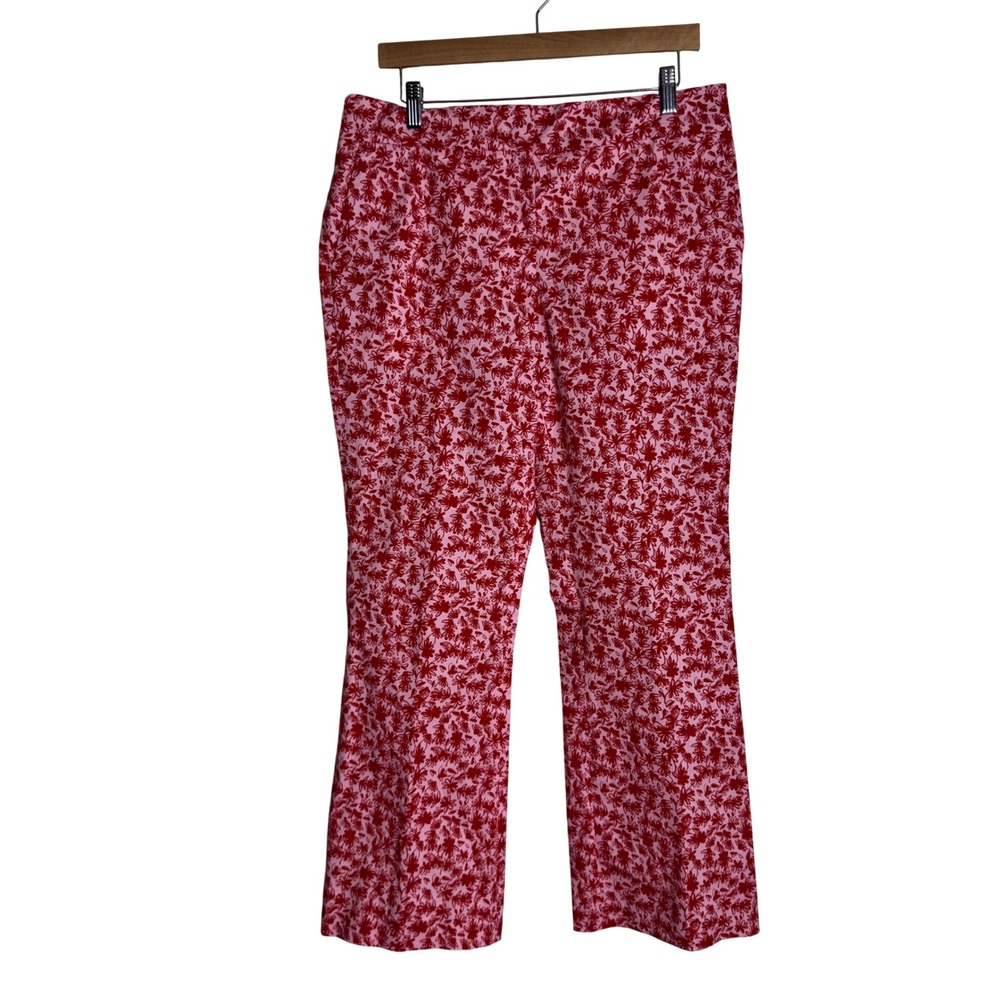 Piazza Sempione Women's Floral Print Straight Leg Trousers Pink Red Size 44